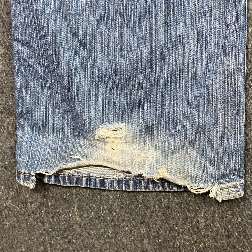Levis 527 Bootcut Jeans 36 Mens Blue Grunge Distressed Frayed Hem Slim Fit Denim
